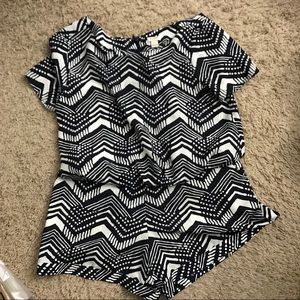Jcrew Silky Short Sleeve Chevron Print Romper